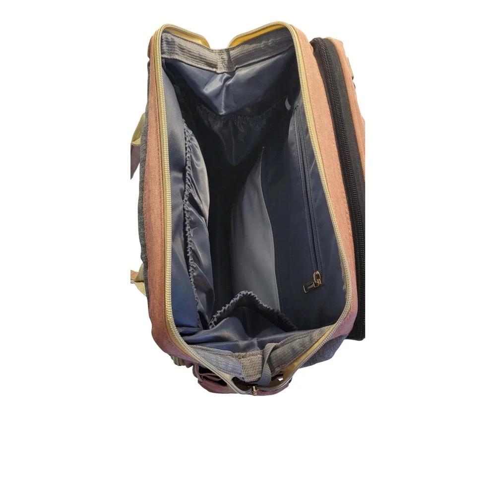 deBug Diaper Bag Backpack Portable Bassinet Changing Station Pink Grey Canvas